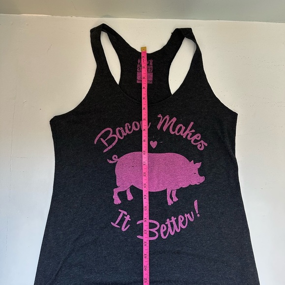 Flavour Gallery Black racer back Tank Top with Pink Pig Graphic Size Large - Picture 5 of 5